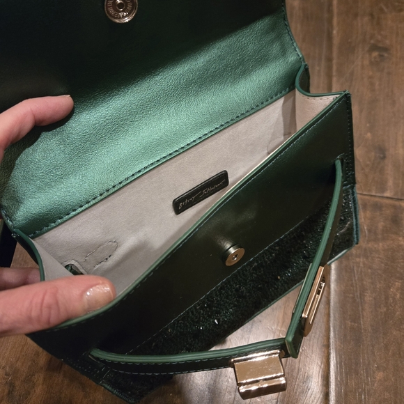 NWT Betsey Johnson Emerald Green Rhinestone Buckle Strap Purse - Picture 8 of 14